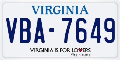 VA license plate VBA7649