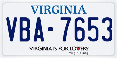 VA license plate VBA7653