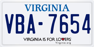 VA license plate VBA7654