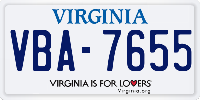 VA license plate VBA7655