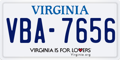 VA license plate VBA7656