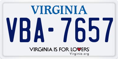 VA license plate VBA7657