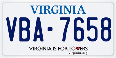 VA license plate VBA7658