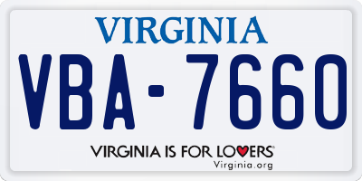 VA license plate VBA7660