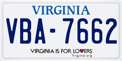 VA license plate VBA7662