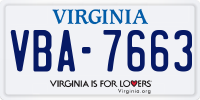 VA license plate VBA7663