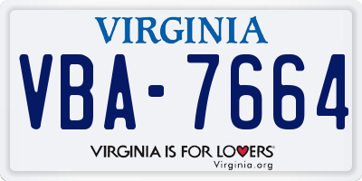 VA license plate VBA7664