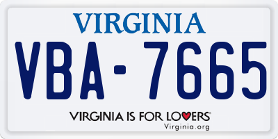 VA license plate VBA7665