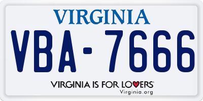 VA license plate VBA7666