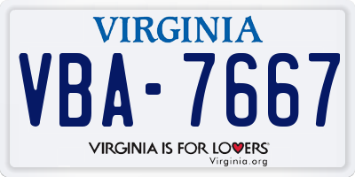 VA license plate VBA7667
