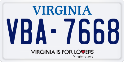 VA license plate VBA7668