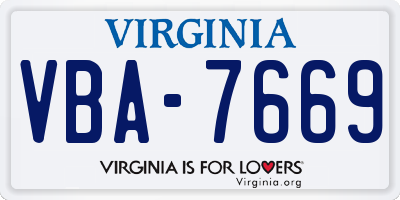 VA license plate VBA7669
