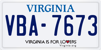 VA license plate VBA7673
