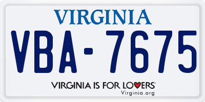 VA license plate VBA7675