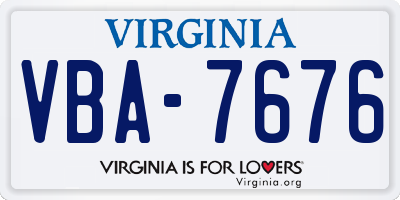 VA license plate VBA7676