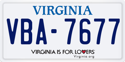 VA license plate VBA7677