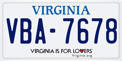 VA license plate VBA7678