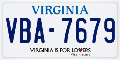 VA license plate VBA7679