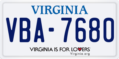 VA license plate VBA7680