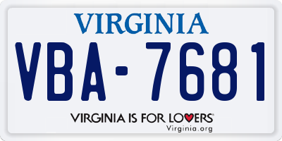 VA license plate VBA7681