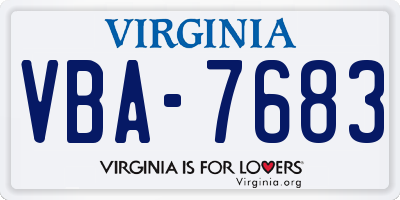 VA license plate VBA7683