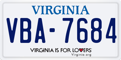 VA license plate VBA7684