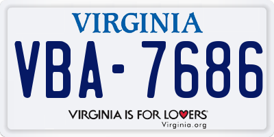 VA license plate VBA7686