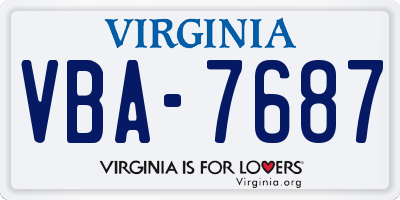 VA license plate VBA7687