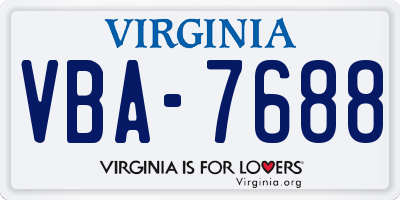 VA license plate VBA7688