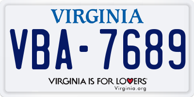 VA license plate VBA7689