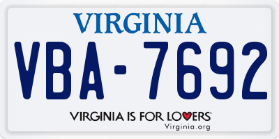 VA license plate VBA7692