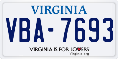 VA license plate VBA7693