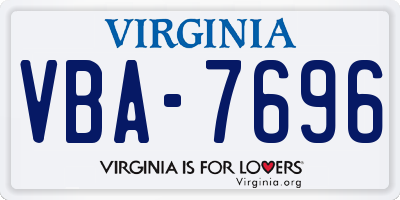 VA license plate VBA7696