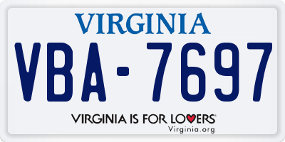 VA license plate VBA7697