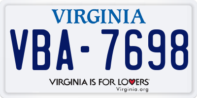 VA license plate VBA7698
