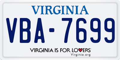 VA license plate VBA7699