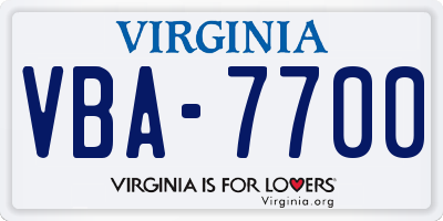 VA license plate VBA7700