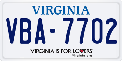 VA license plate VBA7702