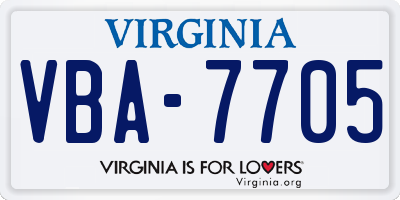 VA license plate VBA7705