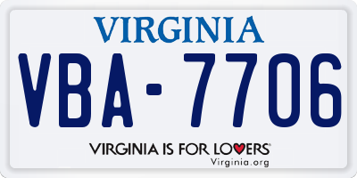 VA license plate VBA7706