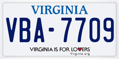 VA license plate VBA7709