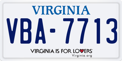 VA license plate VBA7713