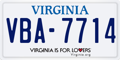 VA license plate VBA7714