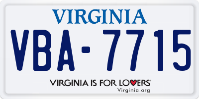 VA license plate VBA7715