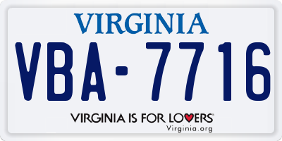 VA license plate VBA7716