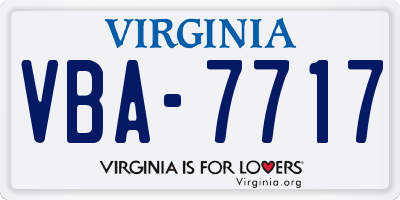 VA license plate VBA7717