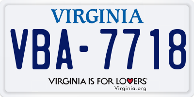 VA license plate VBA7718