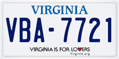 VA license plate VBA7721