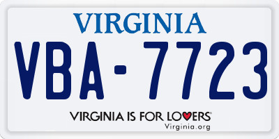 VA license plate VBA7723