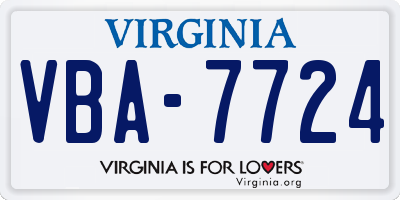 VA license plate VBA7724